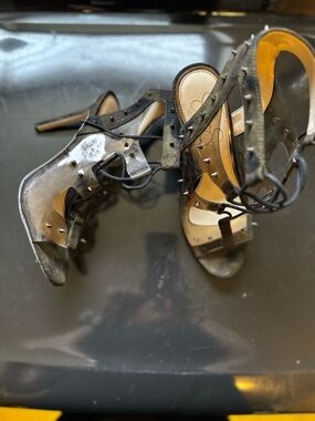 Jessica Simpson Black Studded Lace-Up High Heel Sandals